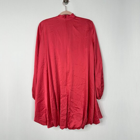 NWT Mac Duggal High Neck Long Sleeve Bubble Hem Dress Coral 2 #9862 - Picture 5 of 8